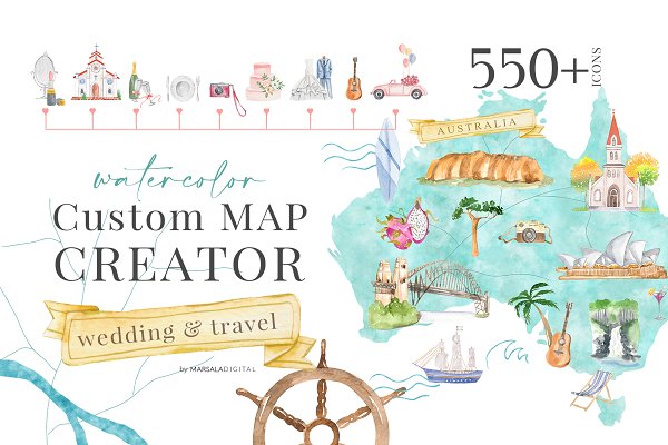 Download Watercolor Map Creator Wedding