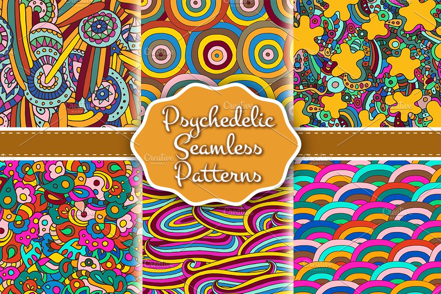Download Set of psychedelic seamless patterns