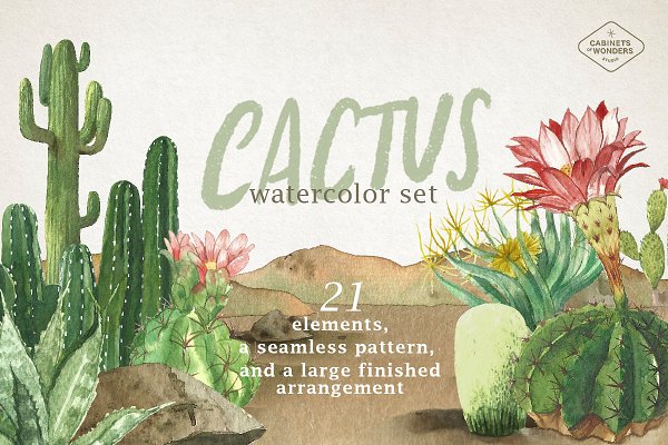 Download Cactus watercolor set