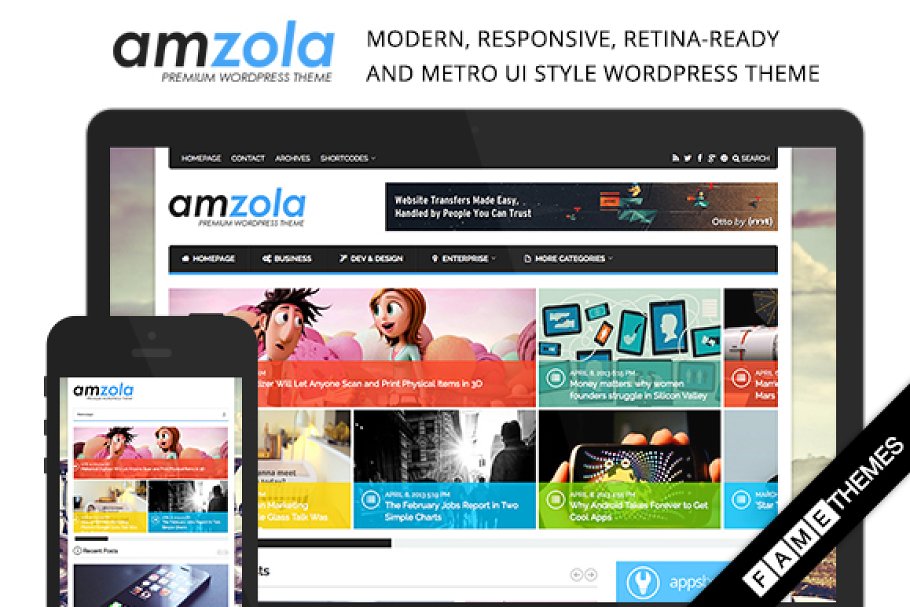 Download Amzola - Metro UI Style WP Theme