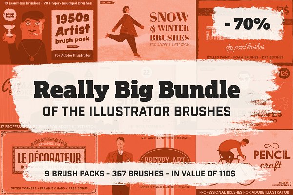 Download Big Bundle of Illustrator Brushes