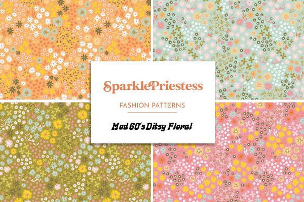 Download 60's Ditsy Floral Vector Pattern