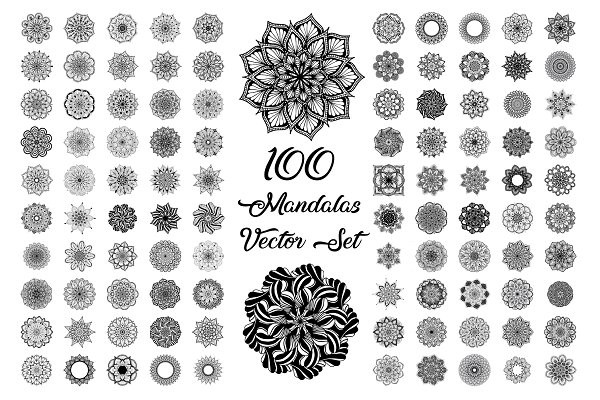 Download 100 Mandalas Vector Set