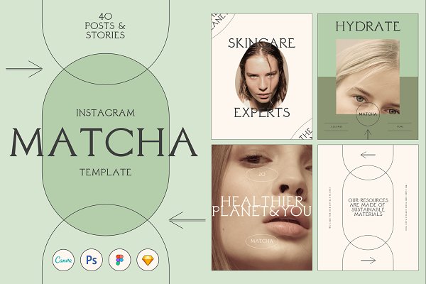 Download Matcha Skincare Instagram Template