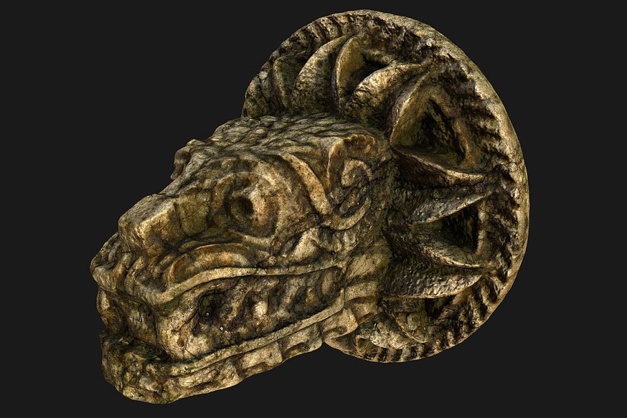 Download Mayan Aztec Dragon Lion Head Statue