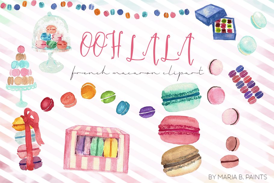 Download French Macaron Clip Art - Watercolor