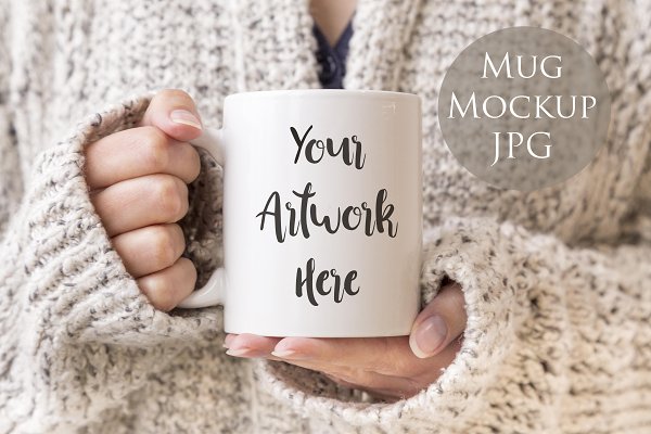 Download Mug Mockup -Woman holding mug
