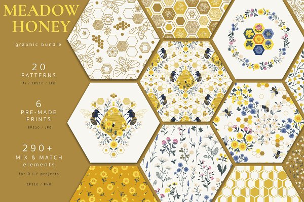 Download Meadow Honey Bee pattern clipart