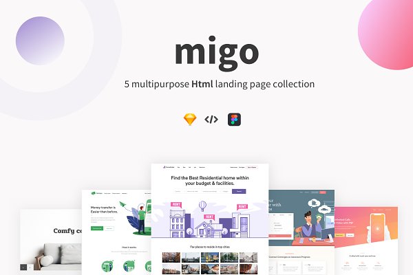 Download Migo app landing page pack-1