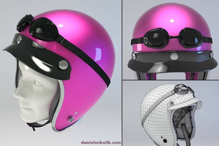 Download PINK Retro Motorcycle Helmet