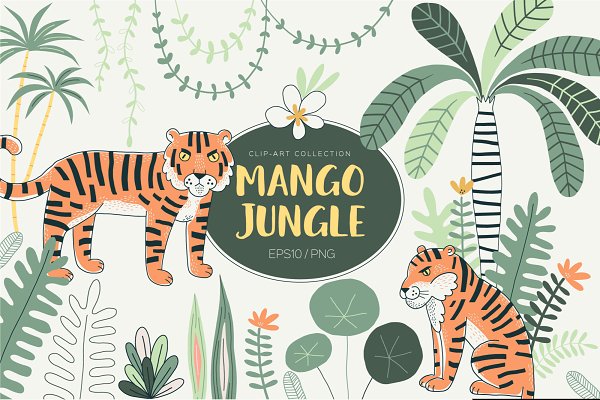 Download Tropical Forest wildlife clipart set