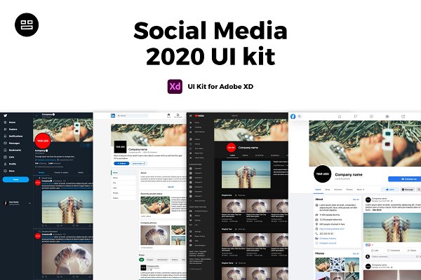Download 2021 Social Media UI Kit Adobe XD