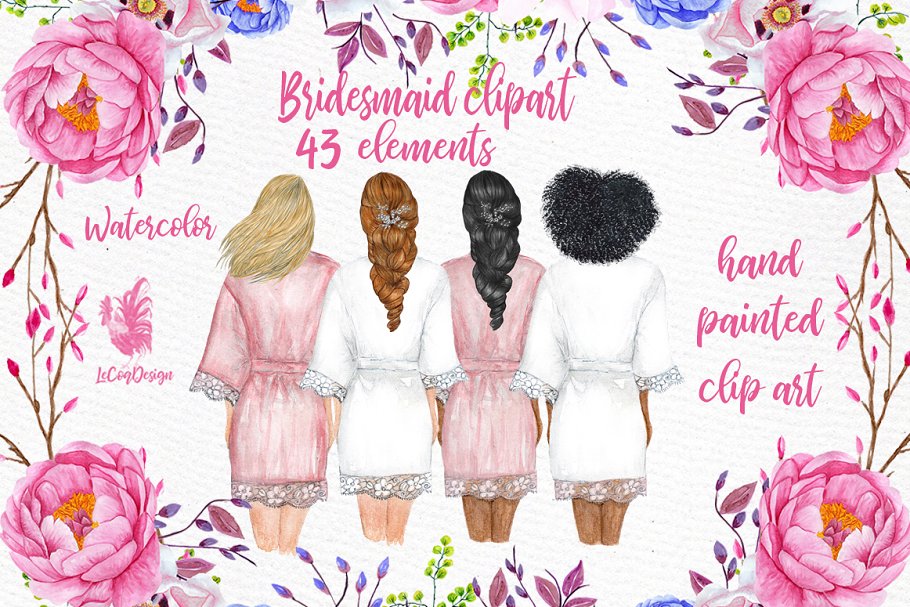 Download Bridesmaid Wedding Robes clipart