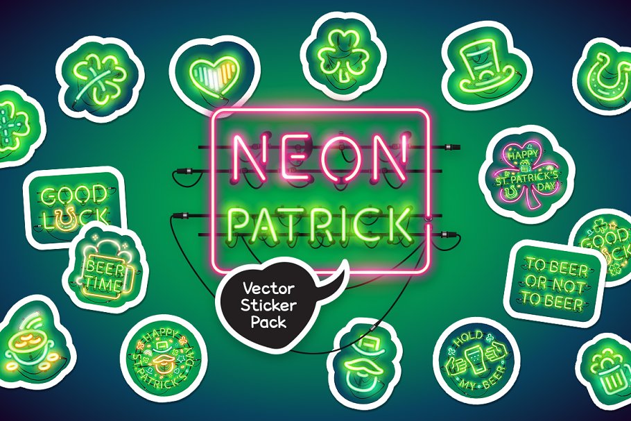 Download Neon St Patricks Day Sticker Pack