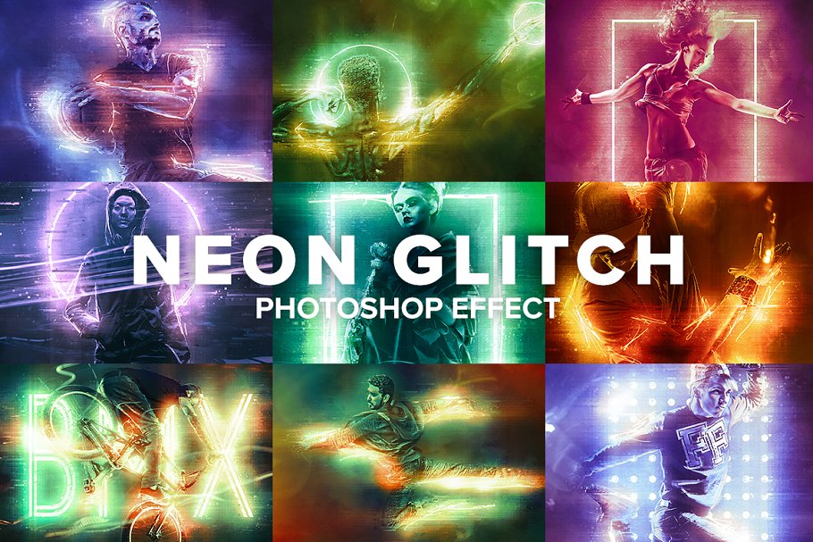 Download Neon Glitch Photoshop Effect