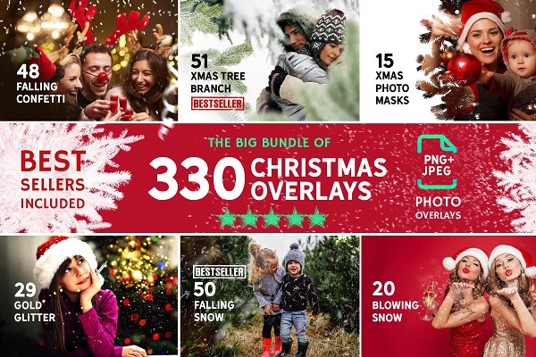 Download 330 Christmas Photo Overlays