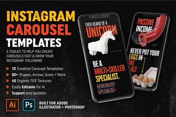 Download Instagram Carousel Templates AI+PS