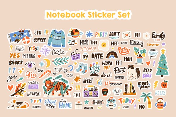Download Stickers for planner or notebook