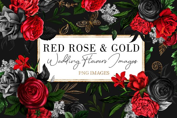 Download Red Flowers and Gold | Roses vintage