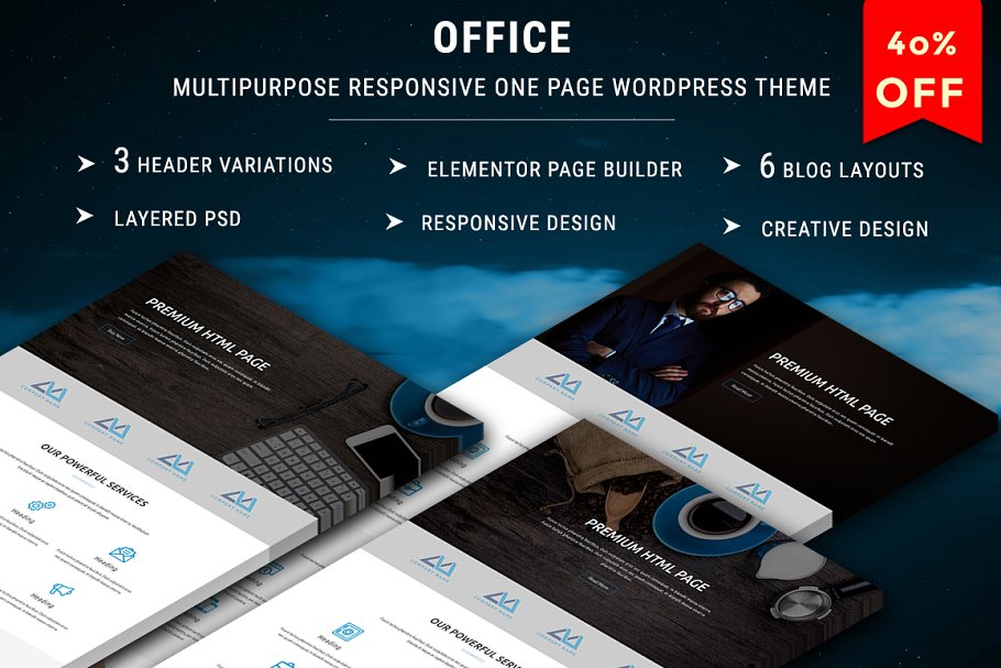 Download OFFICE - One Page WordPress Theme