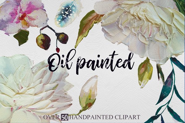 Download Oil painted floral set