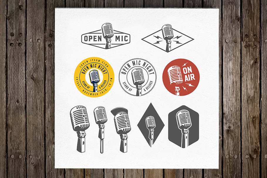 Download Vintage microphone emblems and logos
