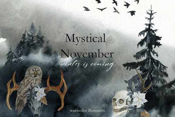 Download Mystical November Watercolor set