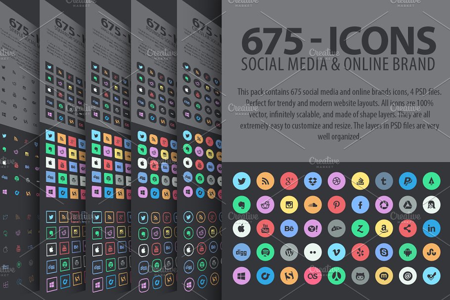 Download 675 Social Media Icons Pack