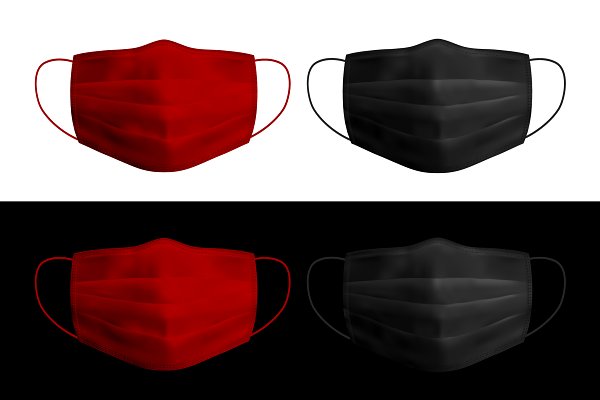 Download Vector medical mask. Red and black