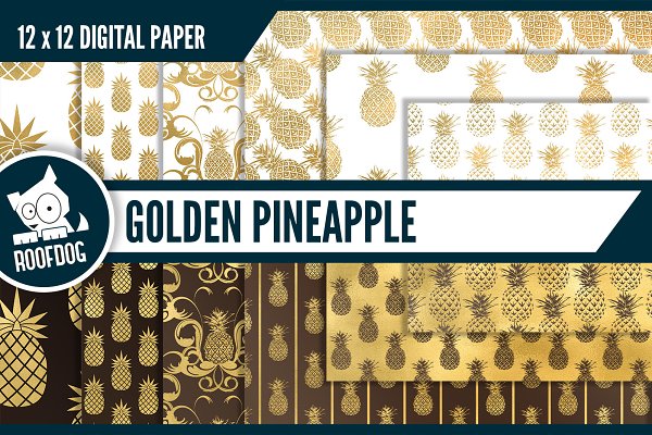 Download Gold pineapple digital paper