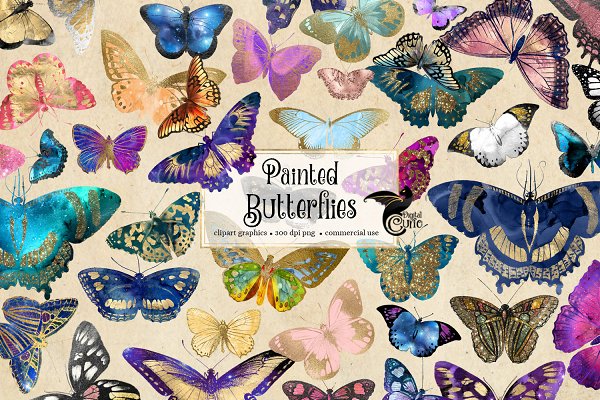 Download Painted Butterflies Clipart