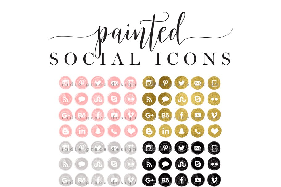 Download Painted Gold Foil Social Media Icons