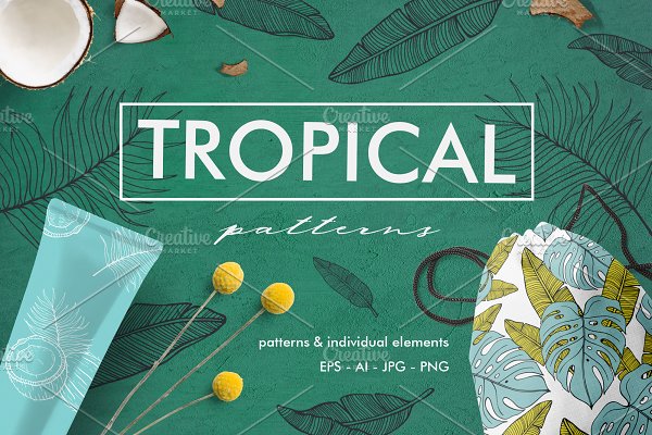 Download Hand Drawn tropical patterns