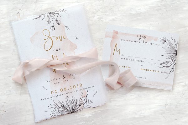 Download Peach & Grey Floral Wedding Suite