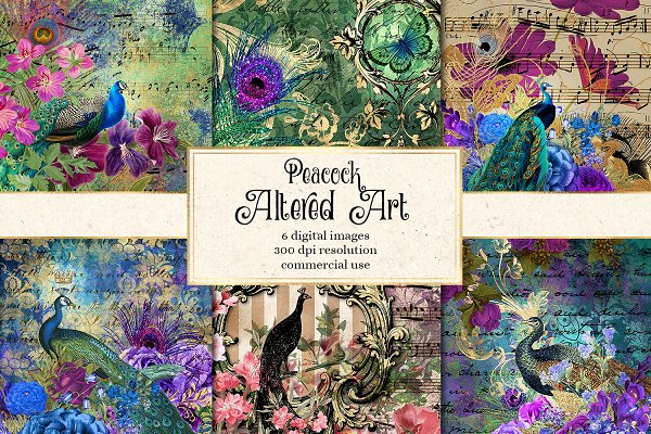 Download Peacock Altered Art Backgrounds