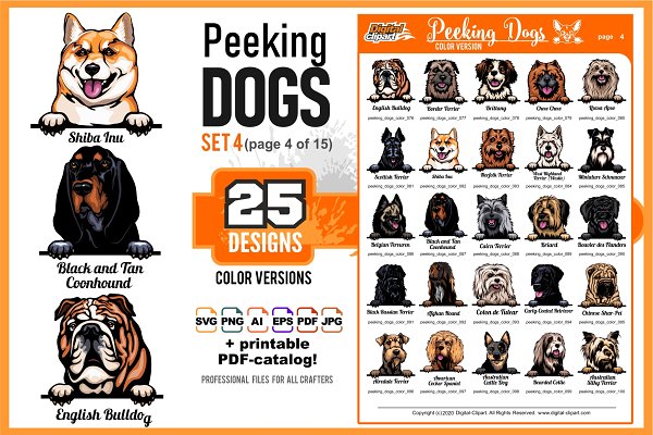 Download Peeking Dogs - Color Set 4 - 25 des.