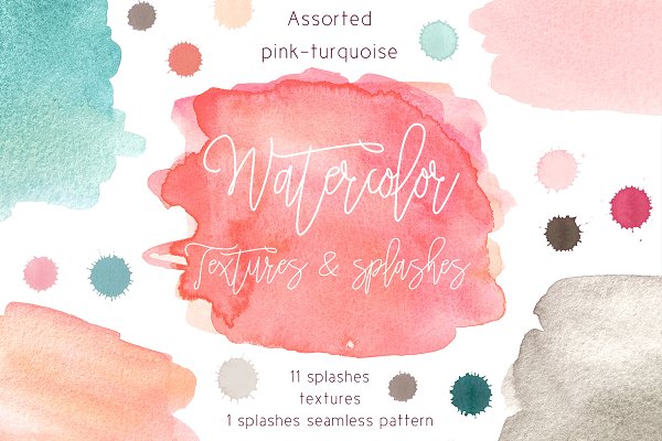 Download Pink turquoise watercolour washes