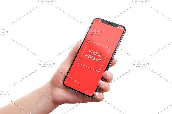 Download iPhone X mockup in woman hand