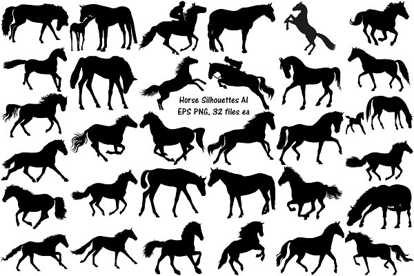Download Horse Silhouettes AI EPS PNG