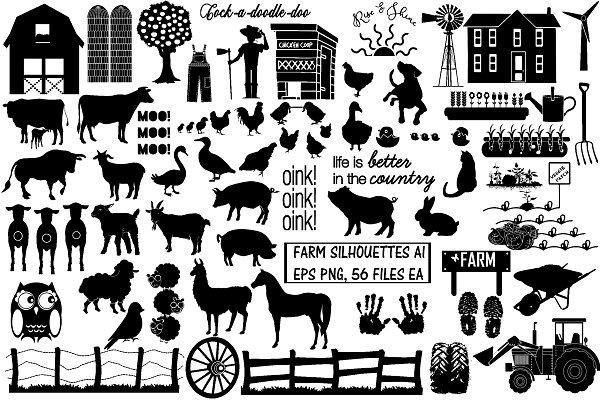 Download Farm & Animal Silhouettes AI EPS PNG