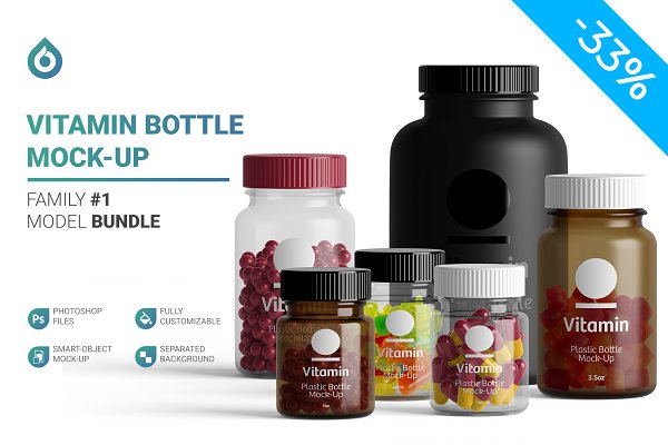 Download Vitamins Bottle Mockup