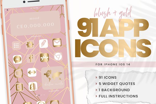 Download Pink & Gold iOS 14 App Icons