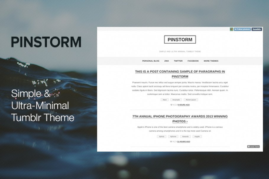 Download Pinstorm - Minimal Tumblr Theme