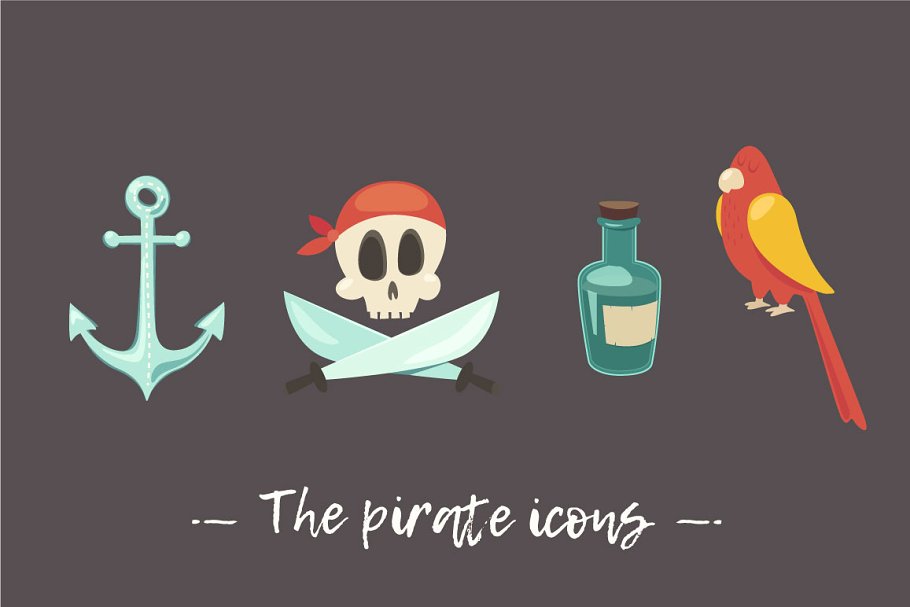Download Set of 9 cute pirate icons