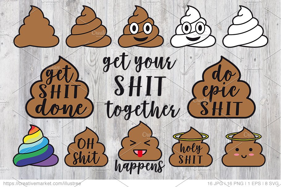 Download Poop emoji vector set