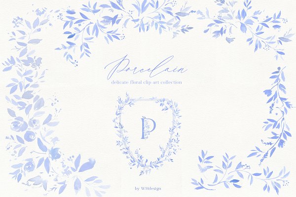 Download Porcelain Cobalt Blue Floral Clipart