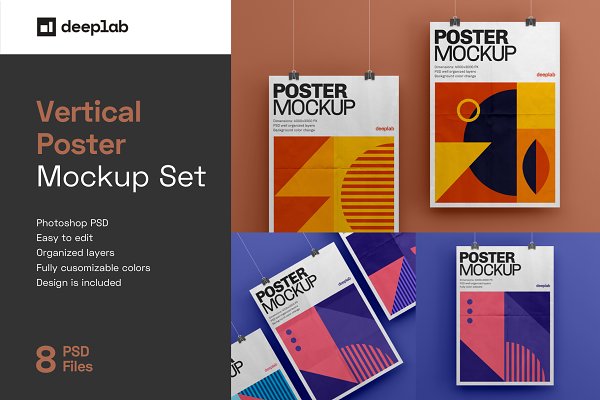 Download Vertical Poster Mockup Set