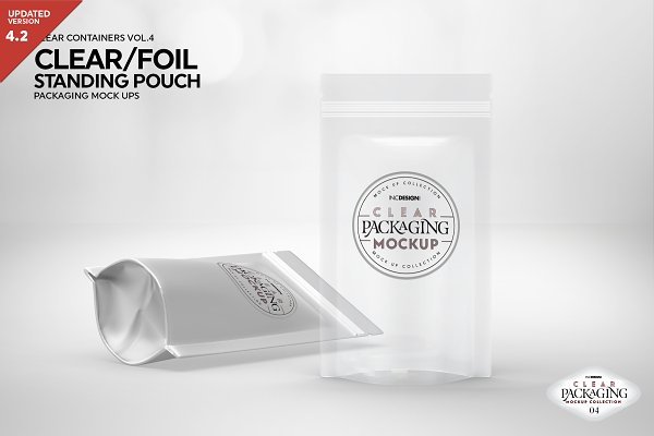 Download Clear /Foil Stand Up Pouch Mockup