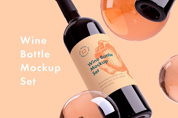Download Wine Bottle Mockup 12 psd