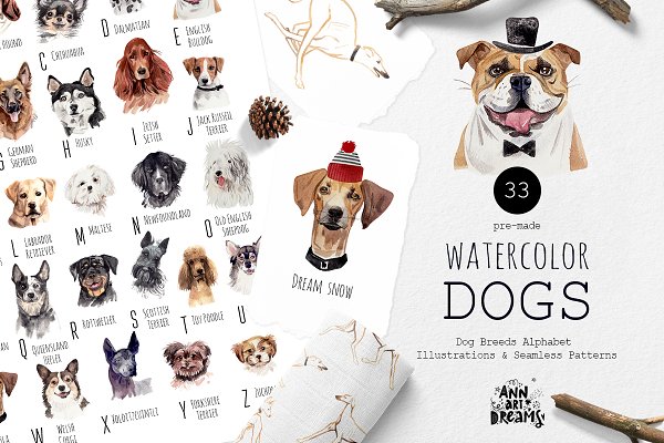 Download Watercolor dogs - Dog Lover Graphics